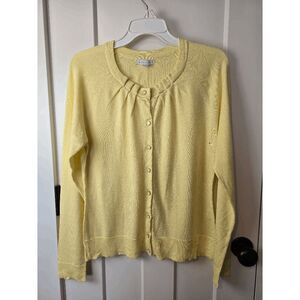 New York & Company Cardigan Sweater Sz L Pale Yellow